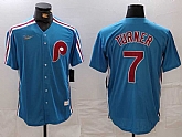 Men's Philadelphia Phillies #7 Trea Turner Blue Cooperstown Throwback Cool Base Nike Jersey,baseball caps,new era cap wholesale,wholesale hats